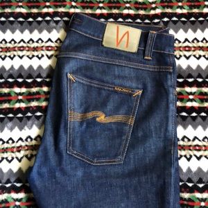 Nudie Jeans Dry Liquid Indigo “Thin Finn” Denim